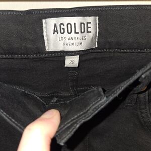 AGOLDE Black Skinny Jeans with Contrast Stitching